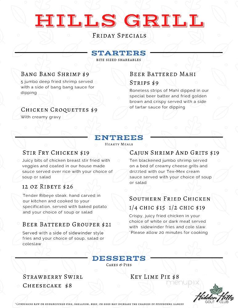 Hidden Hills Country Club - Jacksonville, FL menu_pic