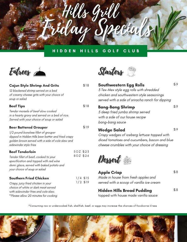 Hidden Hills Country Club - Jacksonville, FL menu_pic