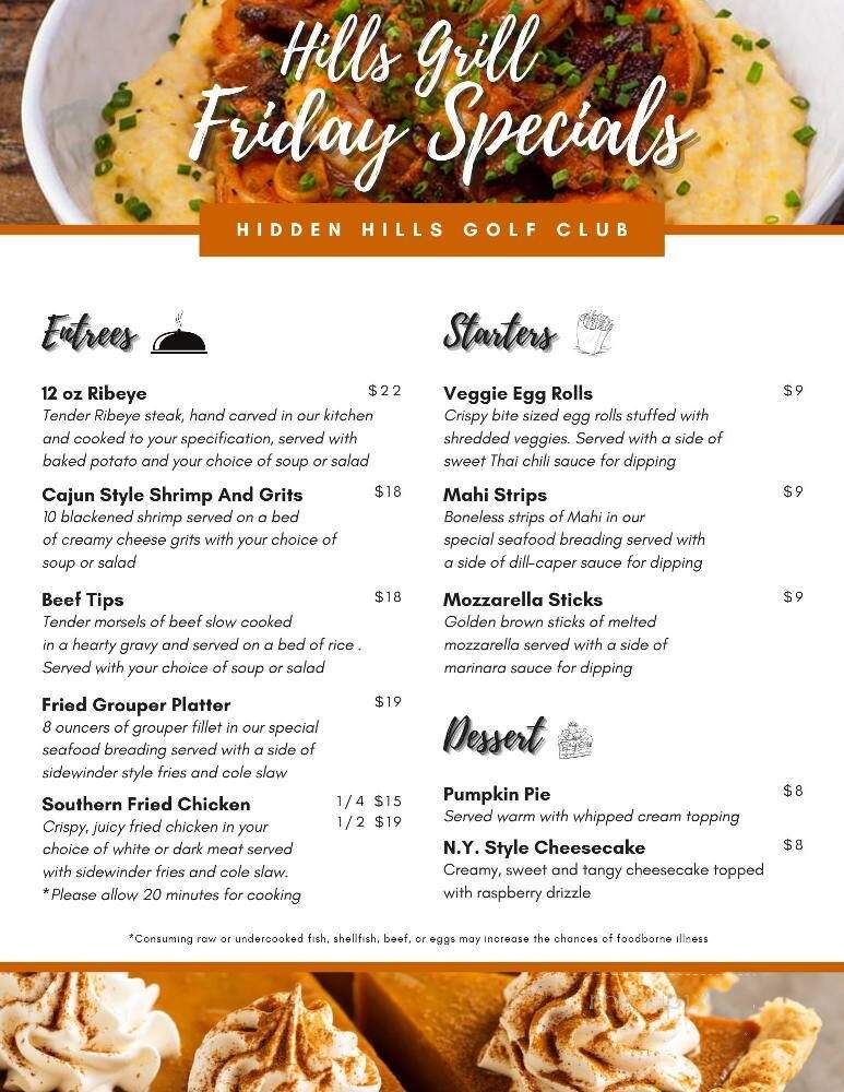 Hidden Hills Country Club - Jacksonville, FL menu_pic