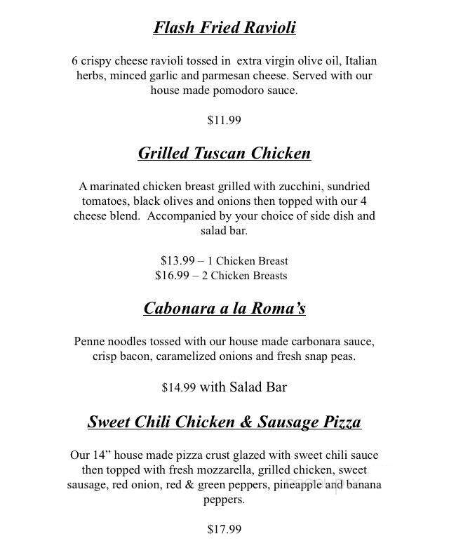 Roma's Back Door - Owosso, MI menu_pic
