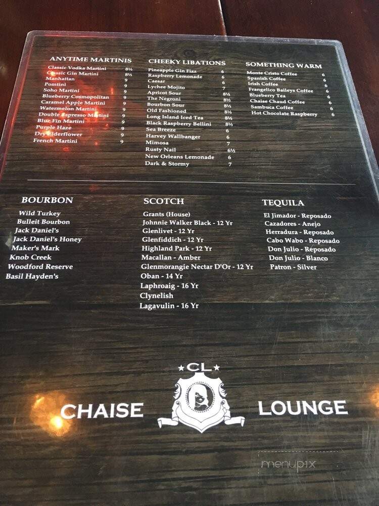 Chaise Lounge - Vancouver, BC menu_pic