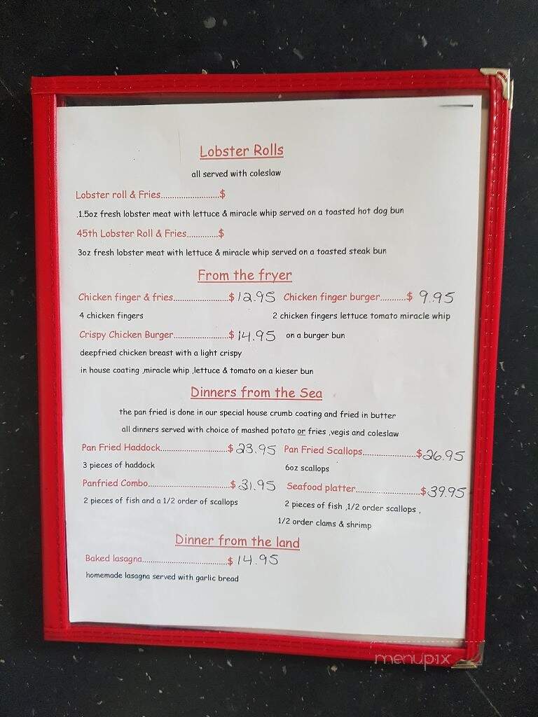 45th Parallel Motel & Restaurant - Deer Island, NB menu_pic
