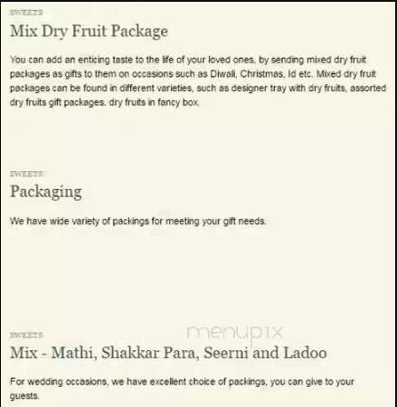 Rajdhani Sweets & Restaurant - Toronto, ON menu_pic