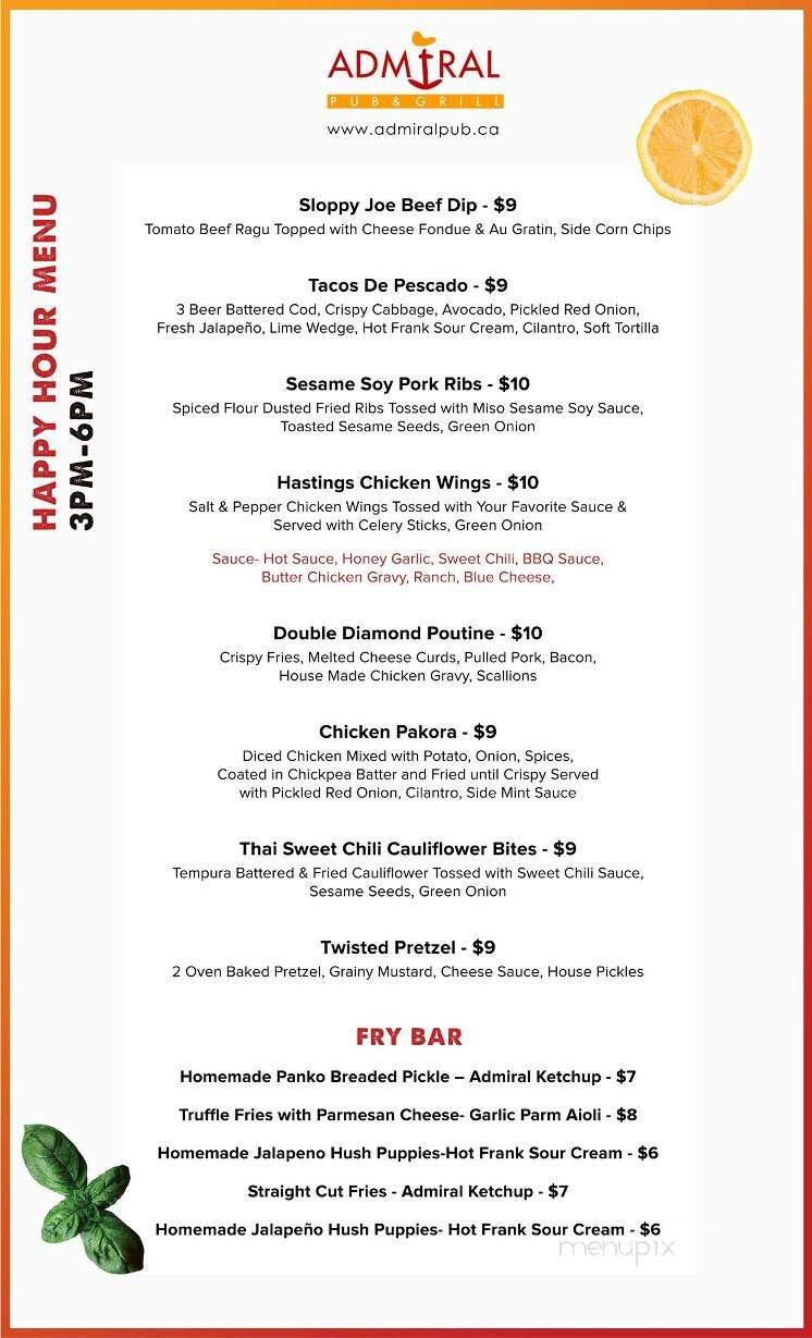 Old Admiral Pub & Grill - Burnaby, BC menu_pic