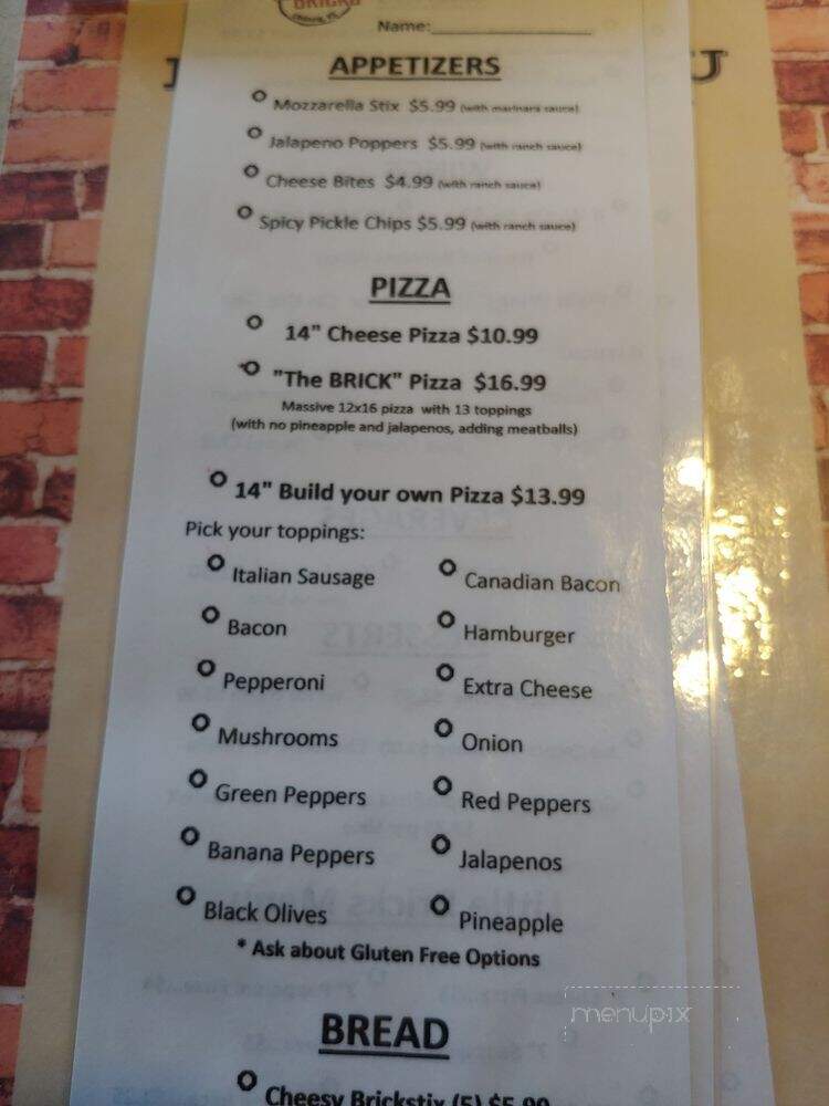 Bricks Steakhouse & Lounge - Olsburg, KS menu_pic