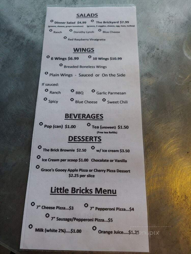 Bricks Steakhouse & Lounge - Olsburg, KS menu_pic