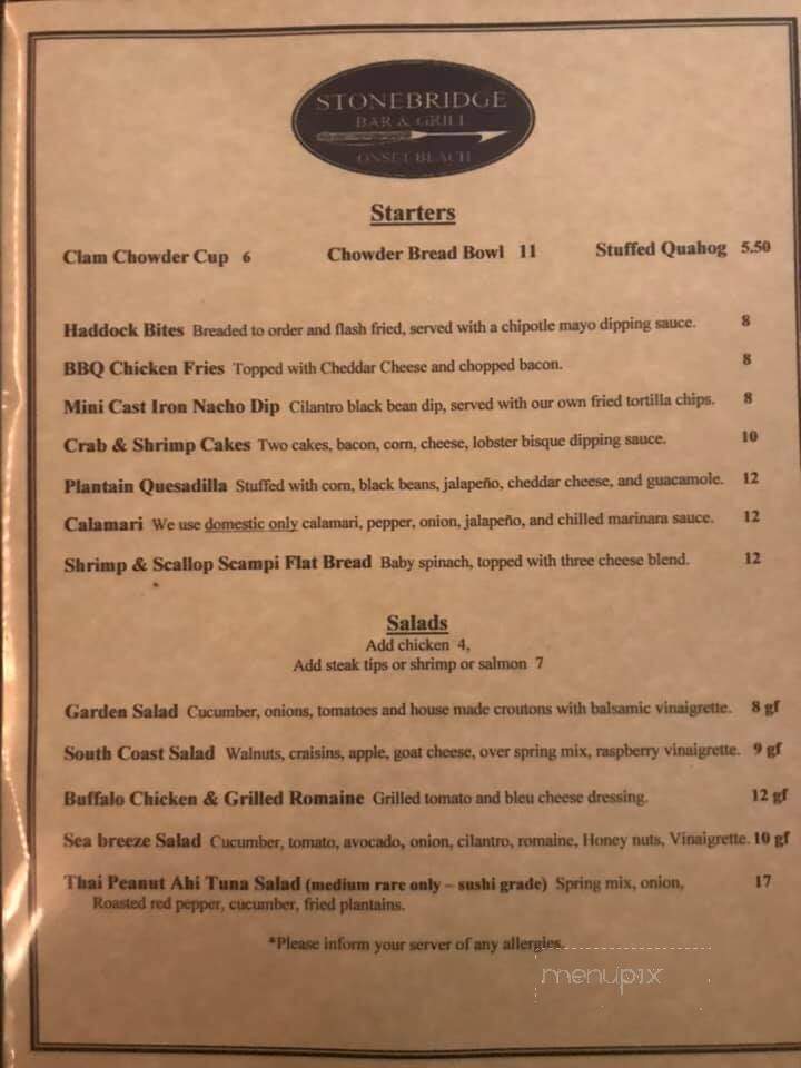 Stonebridge Bistro - Onset, MA menu_pic
