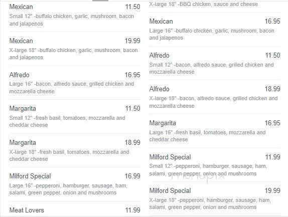 Milford House Of Pizza - Milford, NH menu_pic