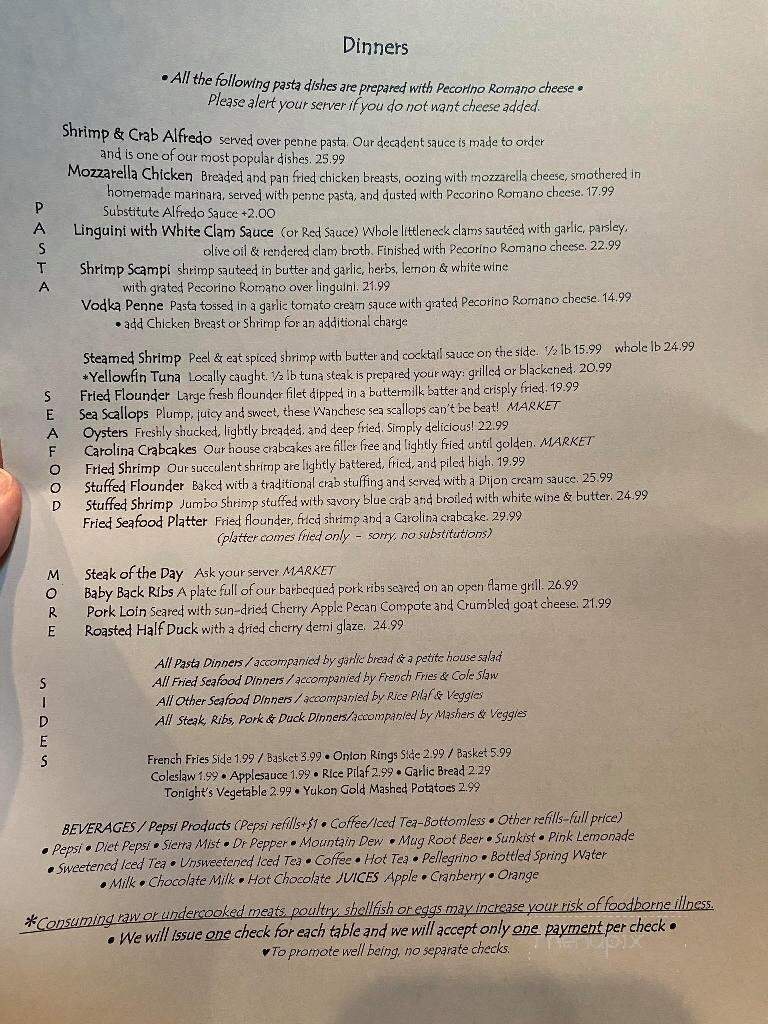 Sandbar & Grille - Buxton, NC menu_pic
