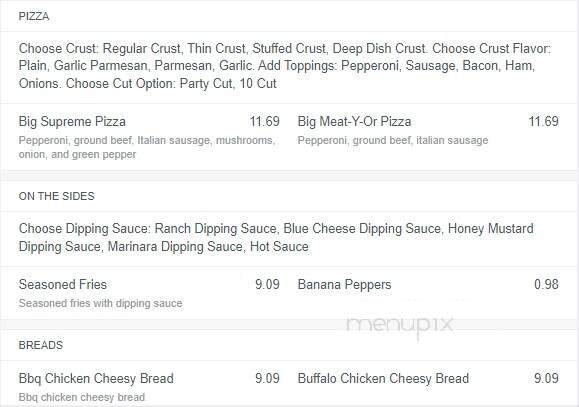 Big Cheese Pizza - Henderson, NC menu_pic
