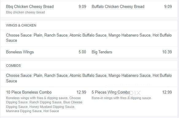 Big Cheese Pizza - Henderson, NC menu_pic