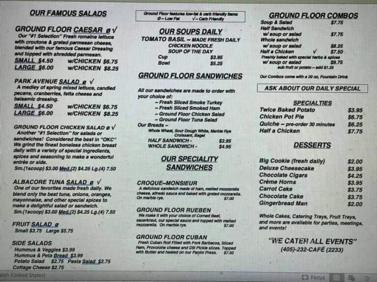 Ground Floor Cafe & Bakery - Oklahoma City, OK menu_pic