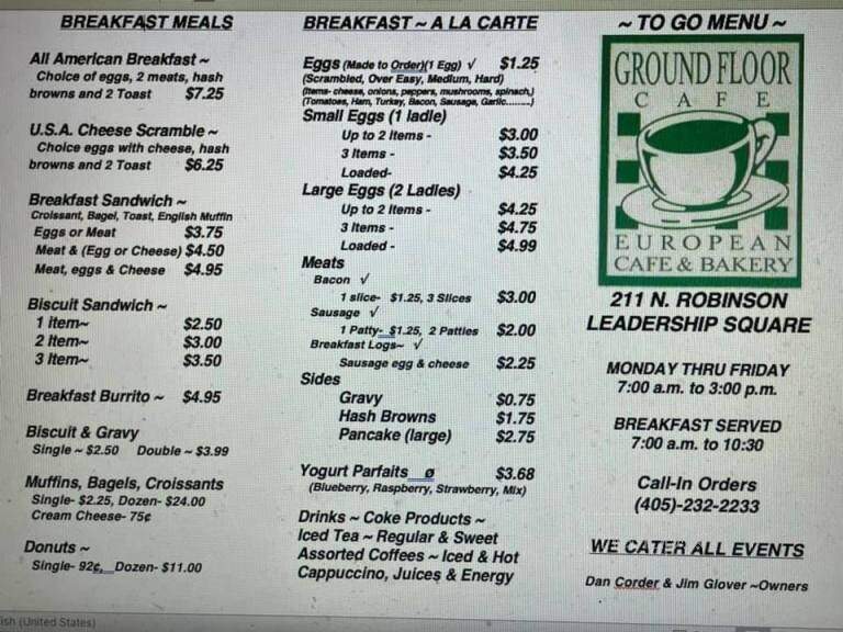 Ground Floor Cafe & Bakery - Oklahoma City, OK menu_pic