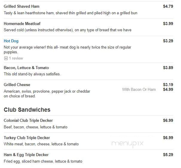 Colonial Grille - Irwin, PA menu_pic