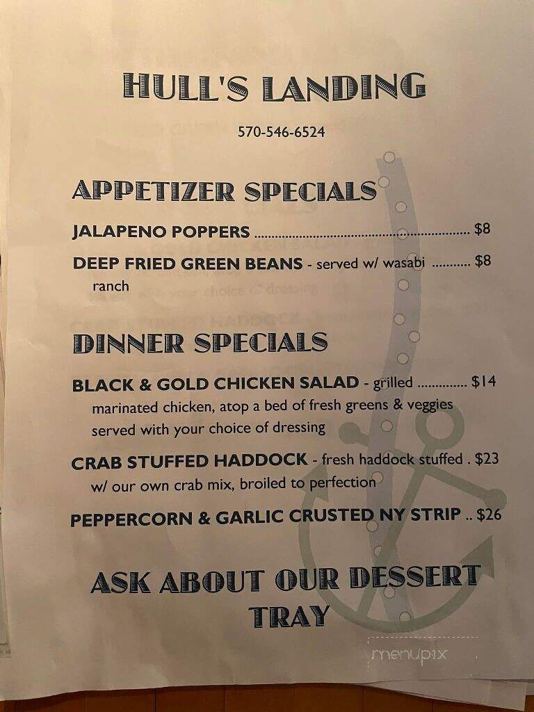 Hull's Landing - Muncy, PA menu_pic
