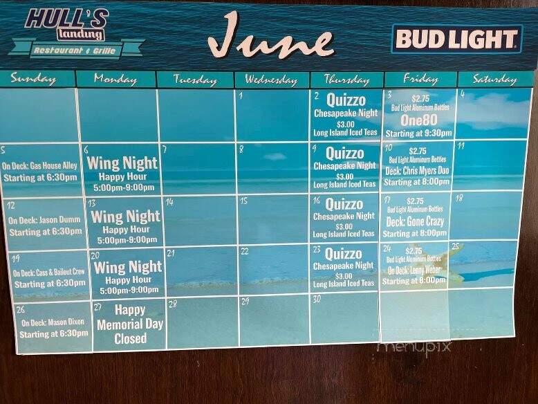 Hull's Landing - Muncy, PA menu_pic