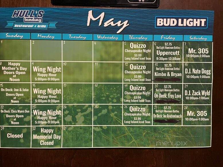 Hull's Landing - Muncy, PA menu_pic