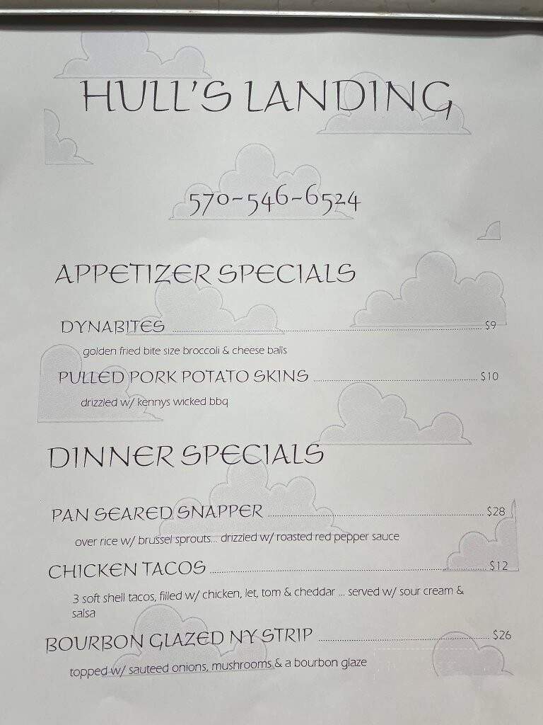 Hull's Landing - Muncy, PA menu_pic