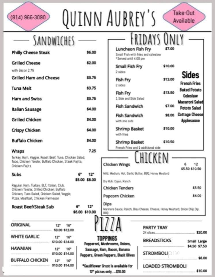 Quinn Aubrey's Creams & Dreams - Duke Center, PA menu_pic