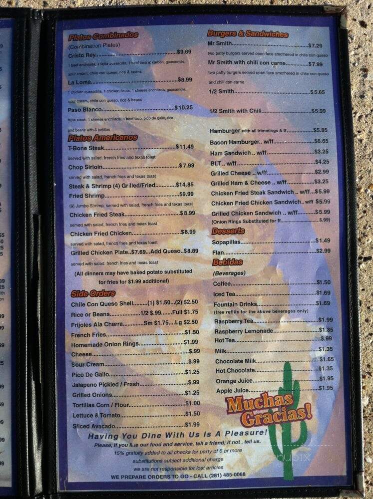 Juanito's Mexican Restaurant - Pearland, TX menu_pic