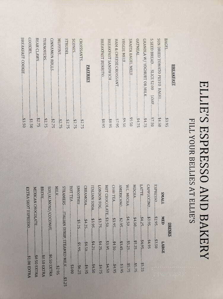 Ellie's Espresso & Bakery - Weed, CA menu_pic