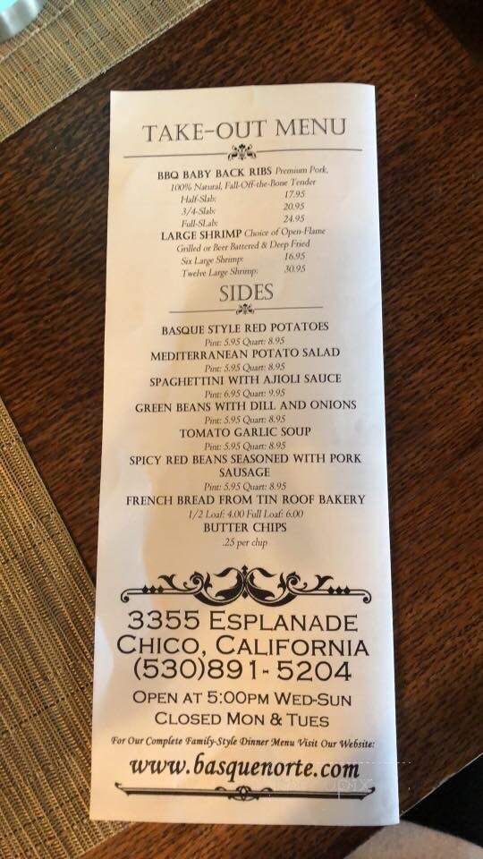 Basque Norte - Chico, CA menu_pic