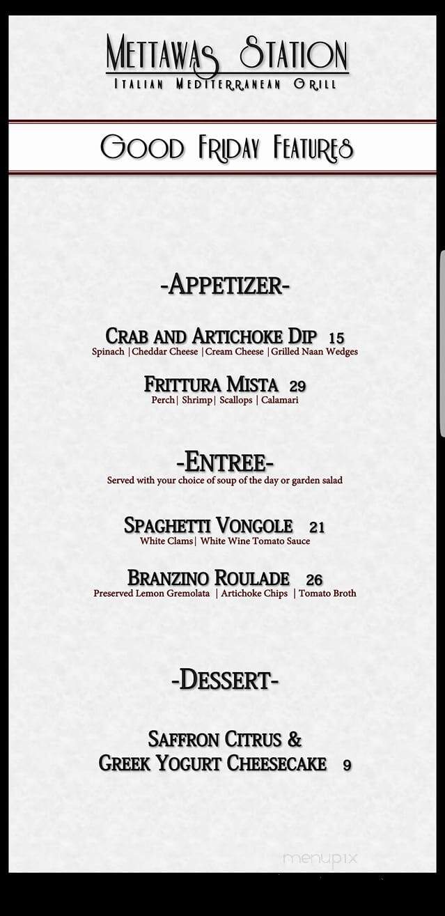 Mettawas Station Mediterranean Restaurant - Kingsville, ON menu_pic