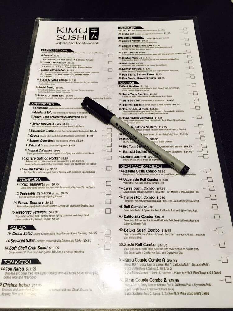 Sushi Kimu - Calgary, AB menu_pic