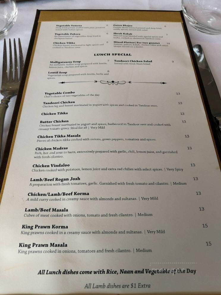 Raja Fine Indian Cuisine - Kitchener, ON menu_pic