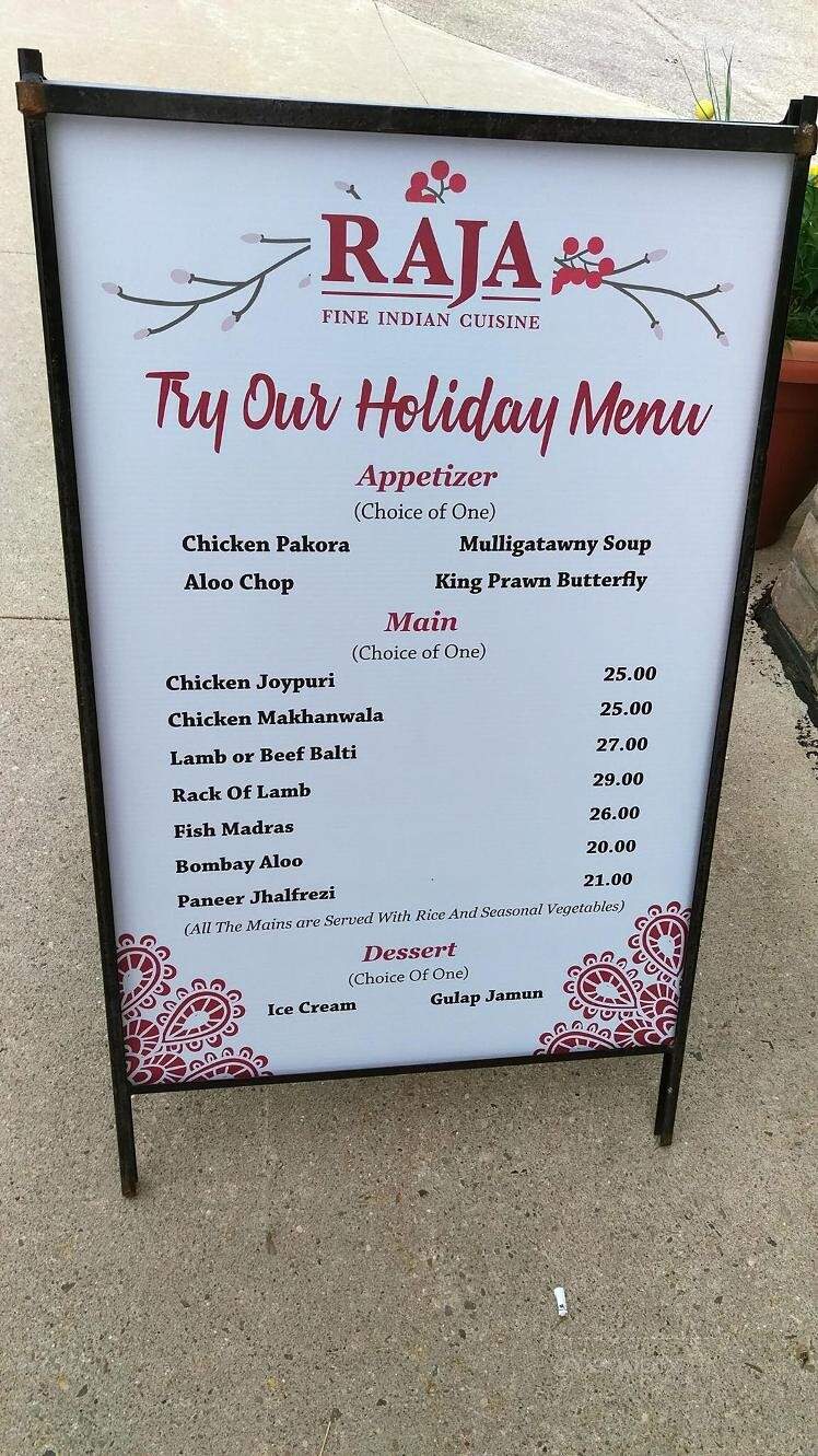 Raja Fine Indian Cuisine - Kitchener, ON menu_pic