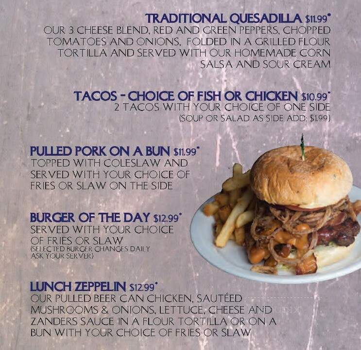 Zander's Fire Grill and Brew Lounge - Brantford, ON menu_pic