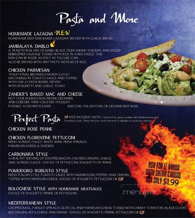 Zander's Fire Grill and Brew Lounge - Brantford, ON menu_pic