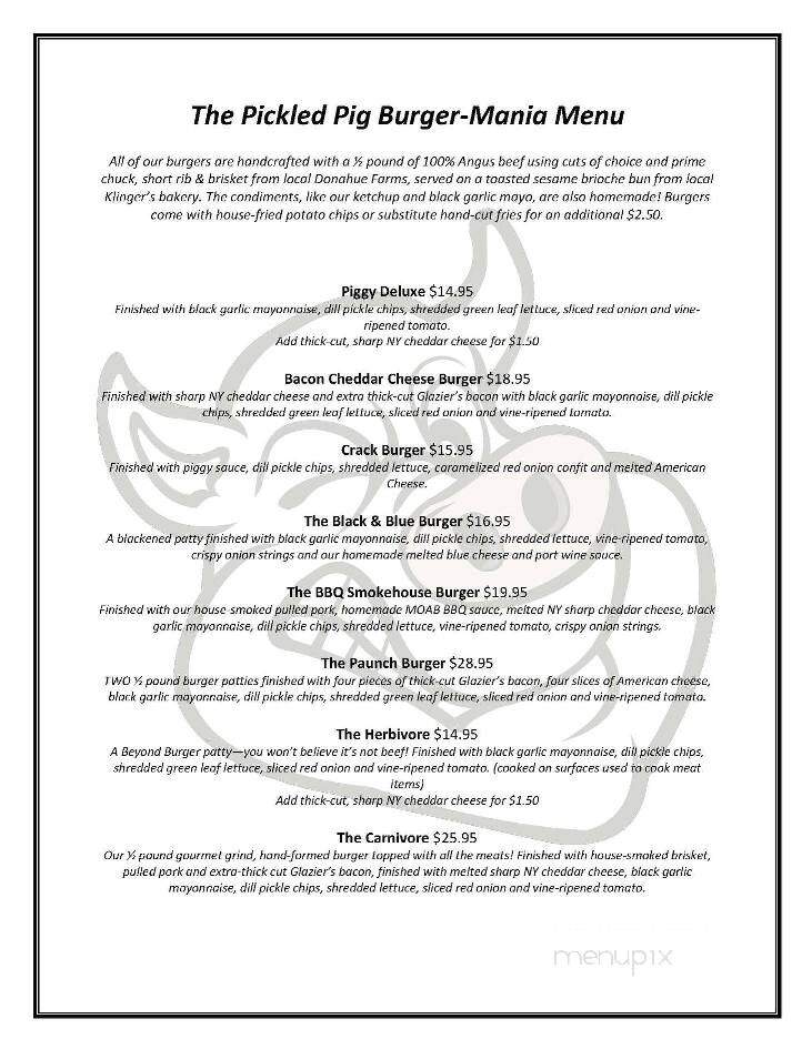 The Pickled Pig - Lake Placid, NY menu_pic