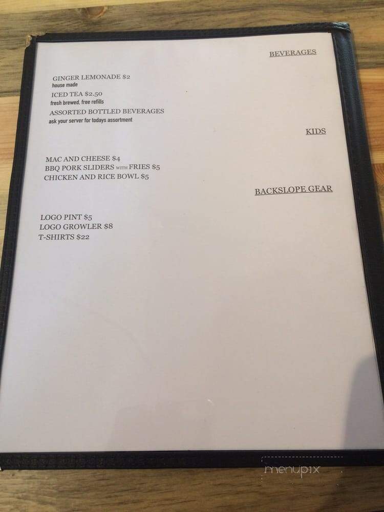 Backslope Brewing - Columbia Falls, MT menu_pic