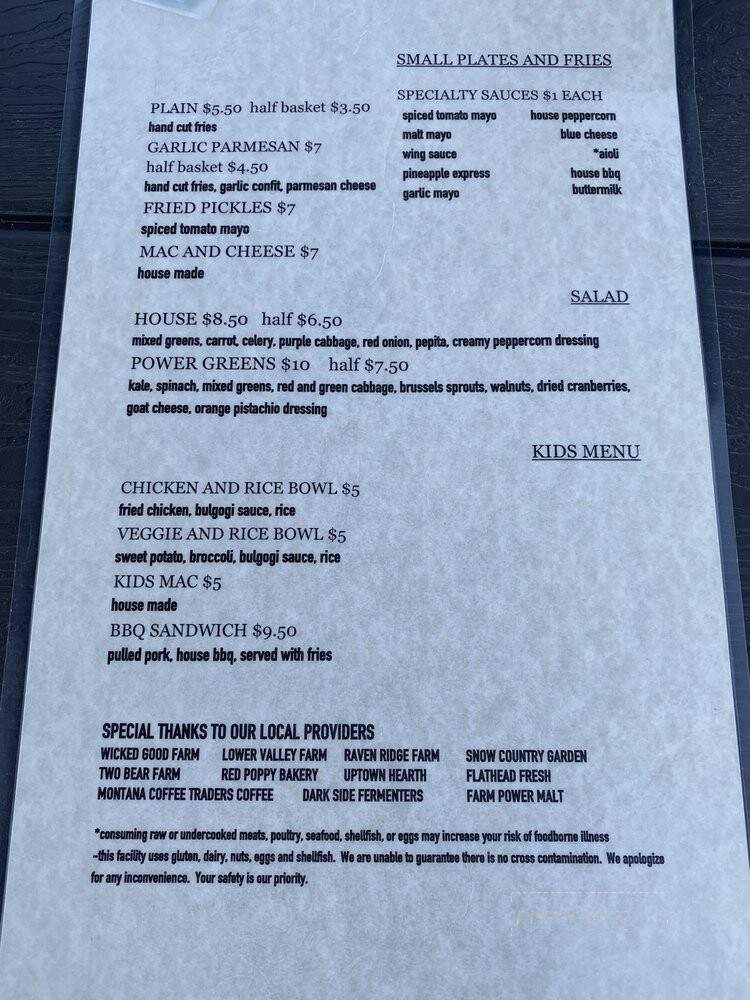 Backslope Brewing - Columbia Falls, MT menu_pic