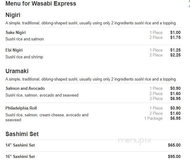 Wasabi Express - Centreville, VA menu_pic