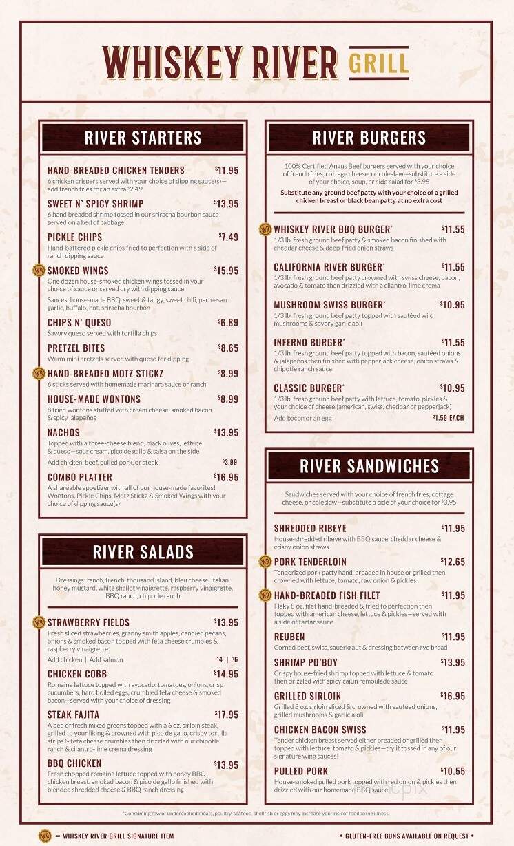 Whiskey River Grill - Palo, IA menu_pic