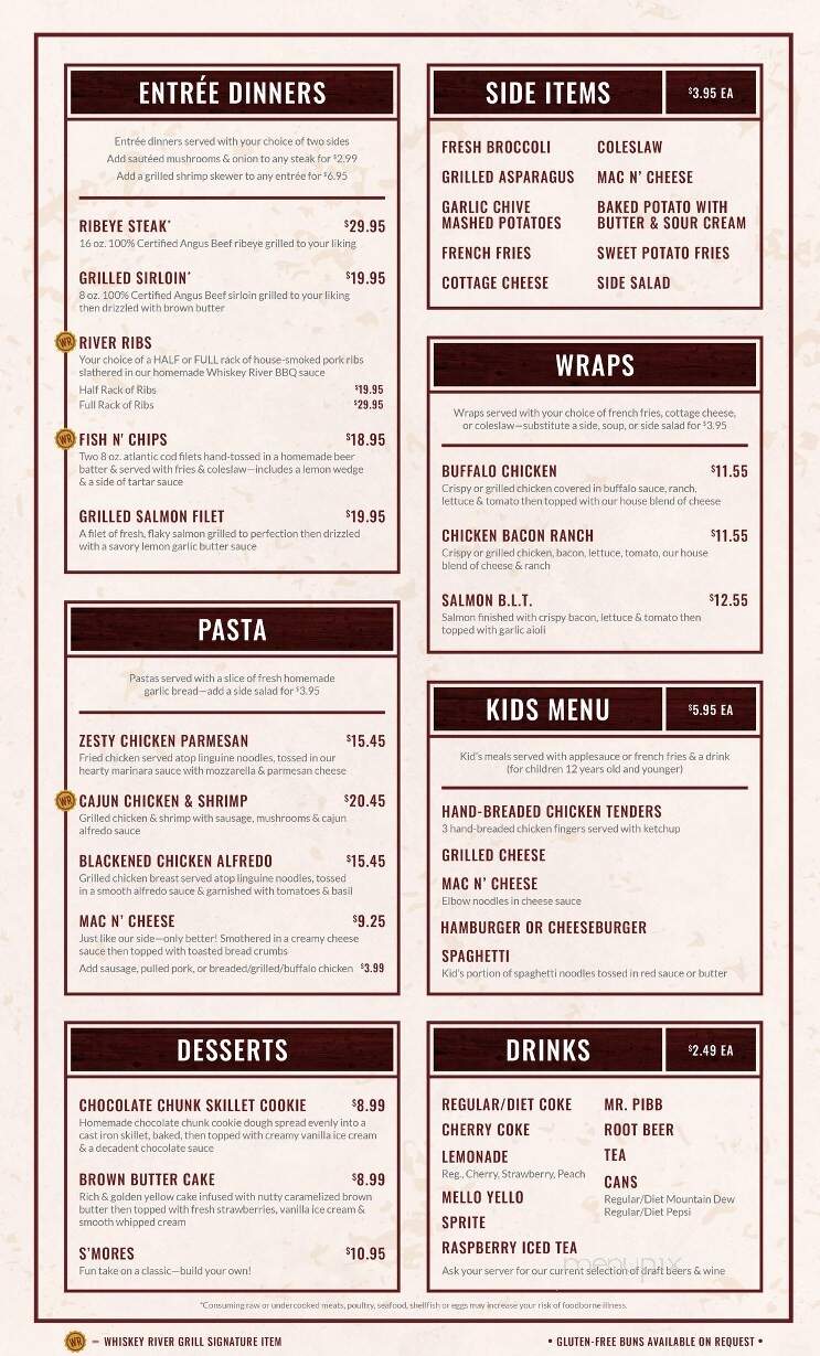 Whiskey River Grill - Palo, IA menu_pic