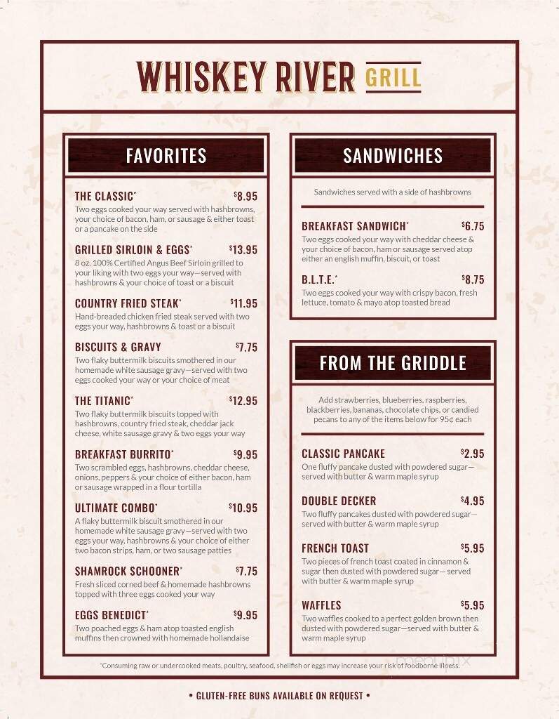Whiskey River Grill - Palo, IA menu_pic