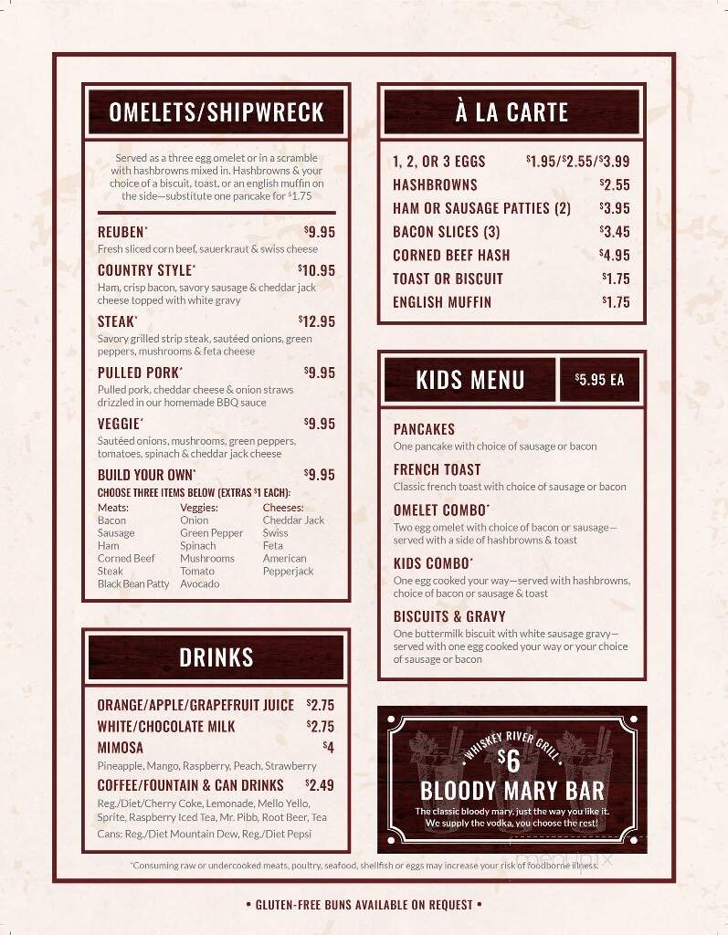 Whiskey River Grill - Palo, IA menu_pic