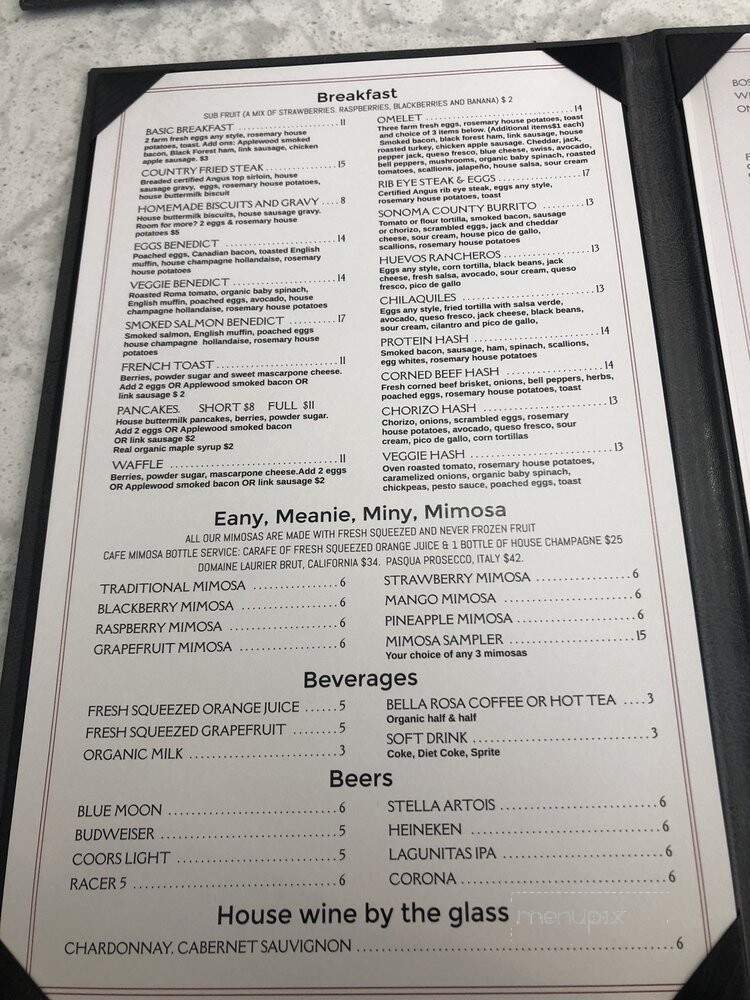 Cafe Mimosa - Santa Rosa, CA menu_pic