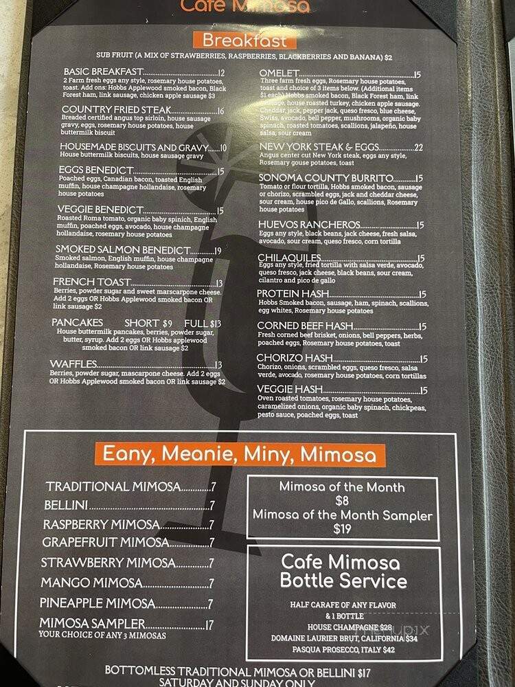 Cafe Mimosa - Santa Rosa, CA menu_pic