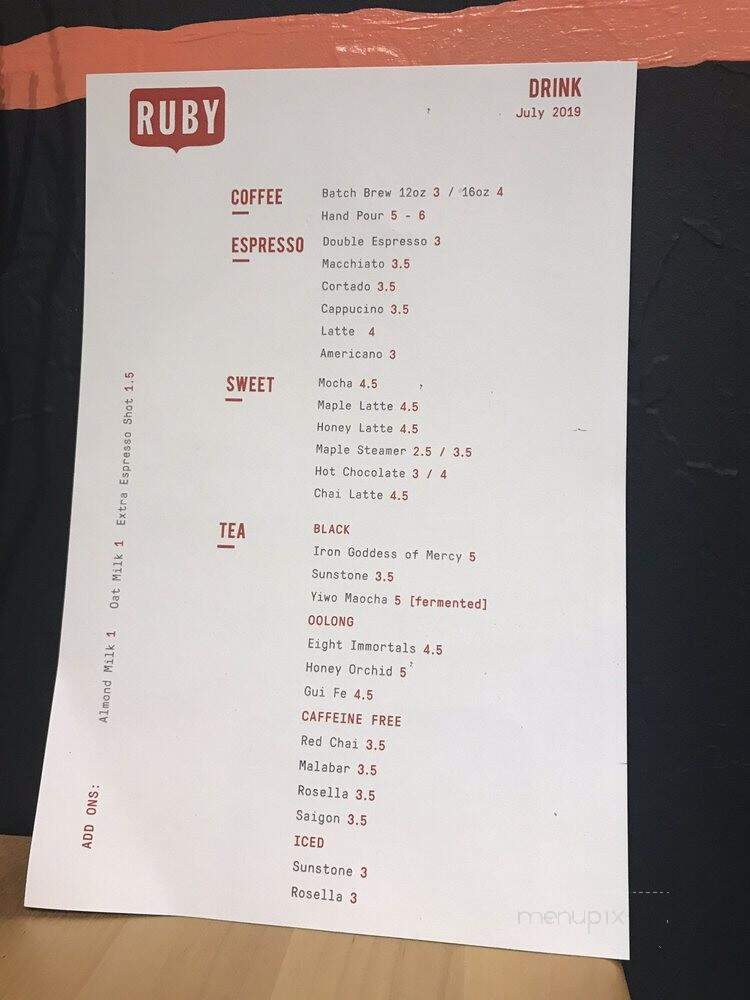Ruby - Stevens Point, WI menu_pic