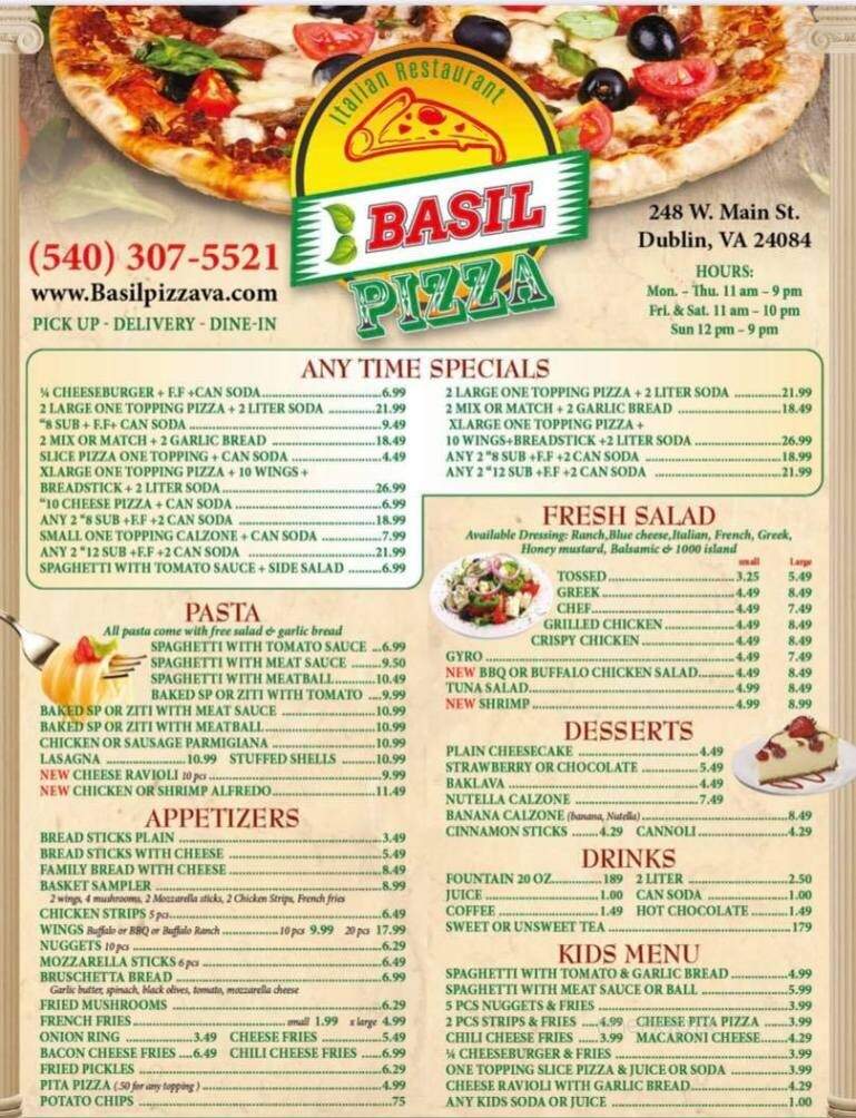 Basil Pizza - Dublin, VA