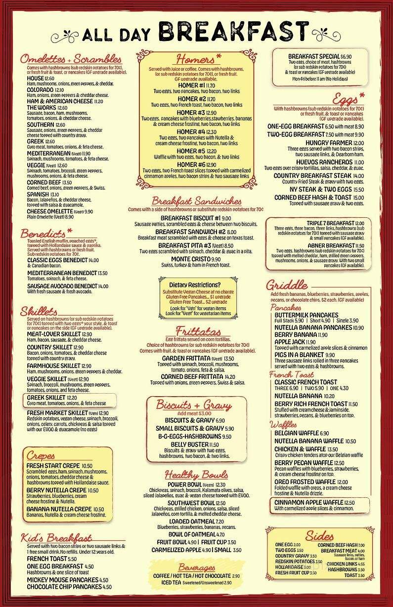 Free Range Pancake House - Marshall, MI menu_pic