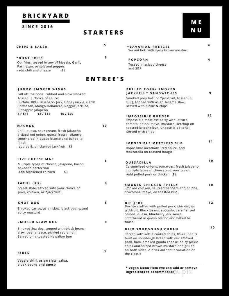Brickyard Bar & Grill - Knoxville, TN menu_pic