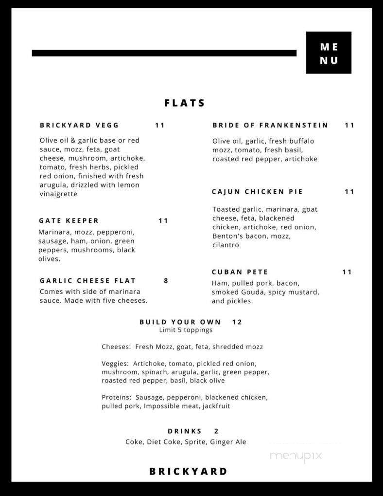Brickyard Bar & Grill - Knoxville, TN menu_pic