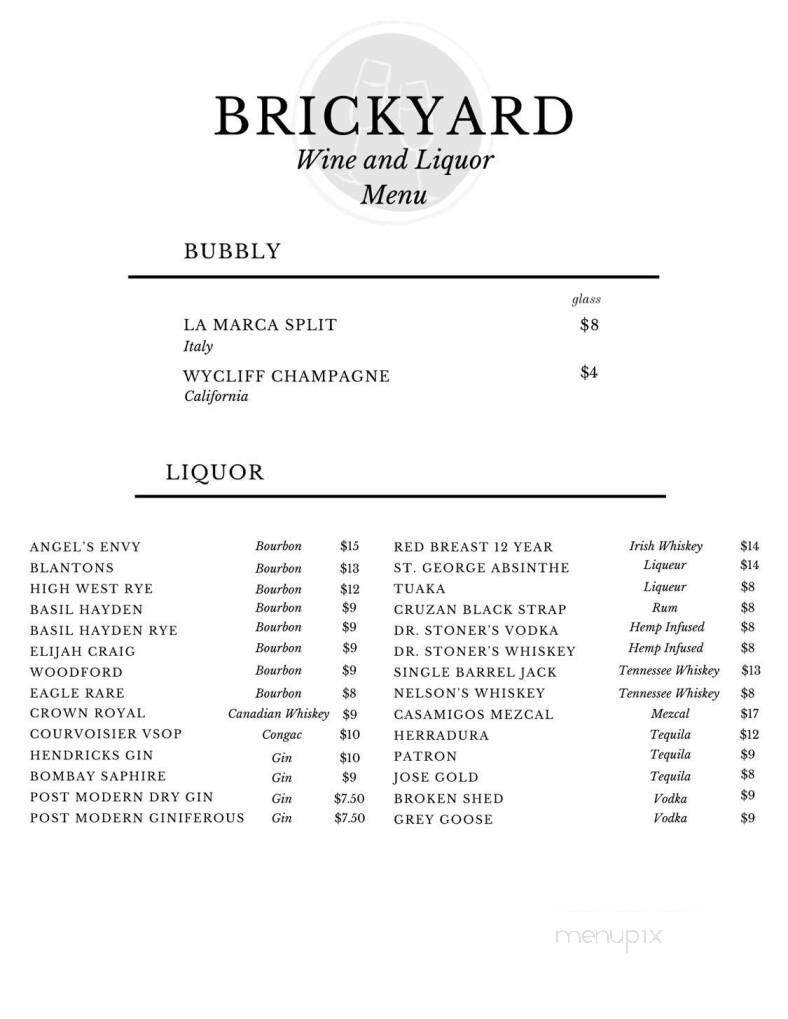 Brickyard Bar & Grill - Knoxville, TN menu_pic