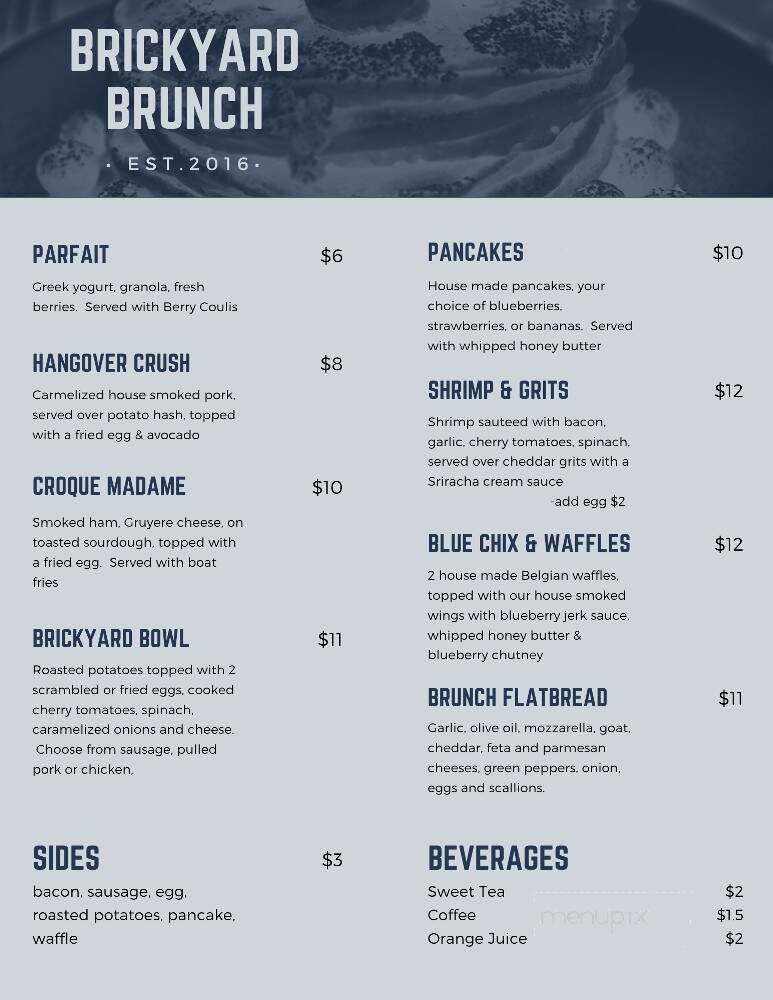 Brickyard Bar & Grill - Knoxville, TN menu_pic