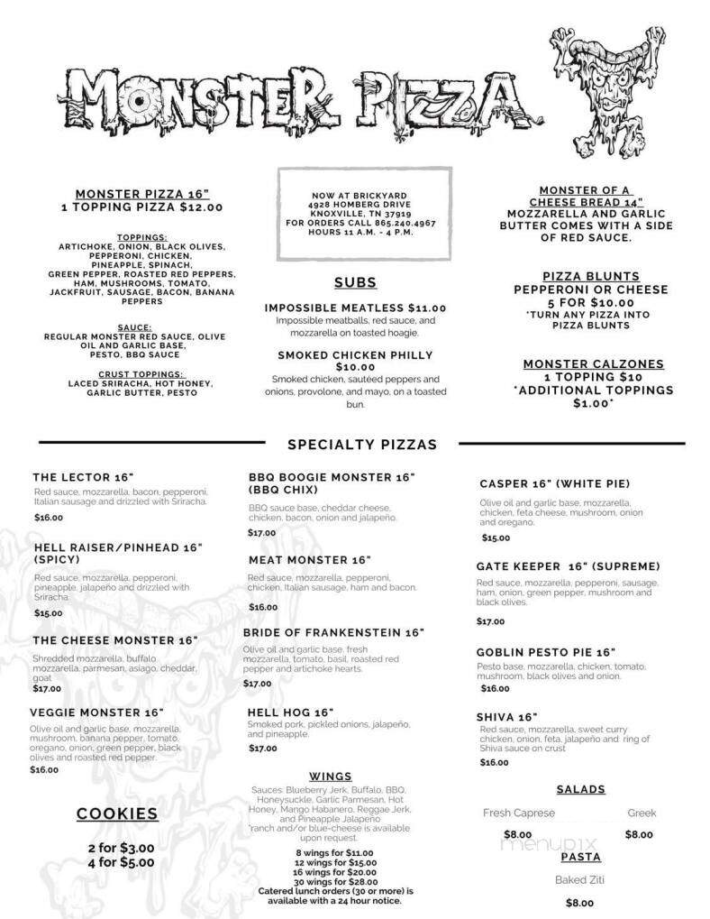 Brickyard Bar & Grill - Knoxville, TN menu_pic